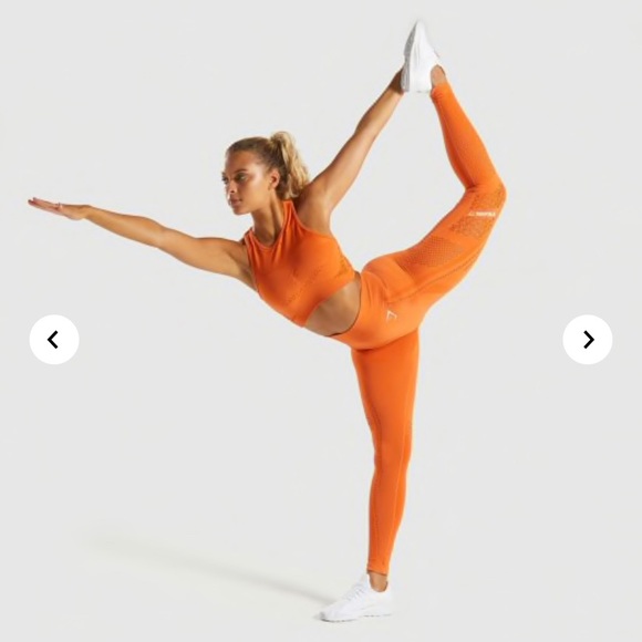 Orange Flawless Knit Sports Bra - Gymshark - Picture 1 of 5